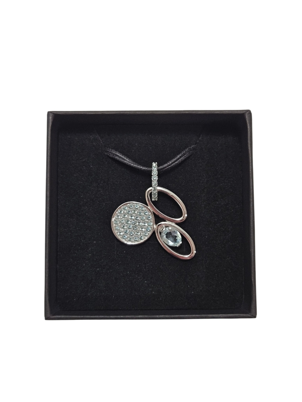 Swarovski Multi Pendant Necklace Crystal Disc Oval